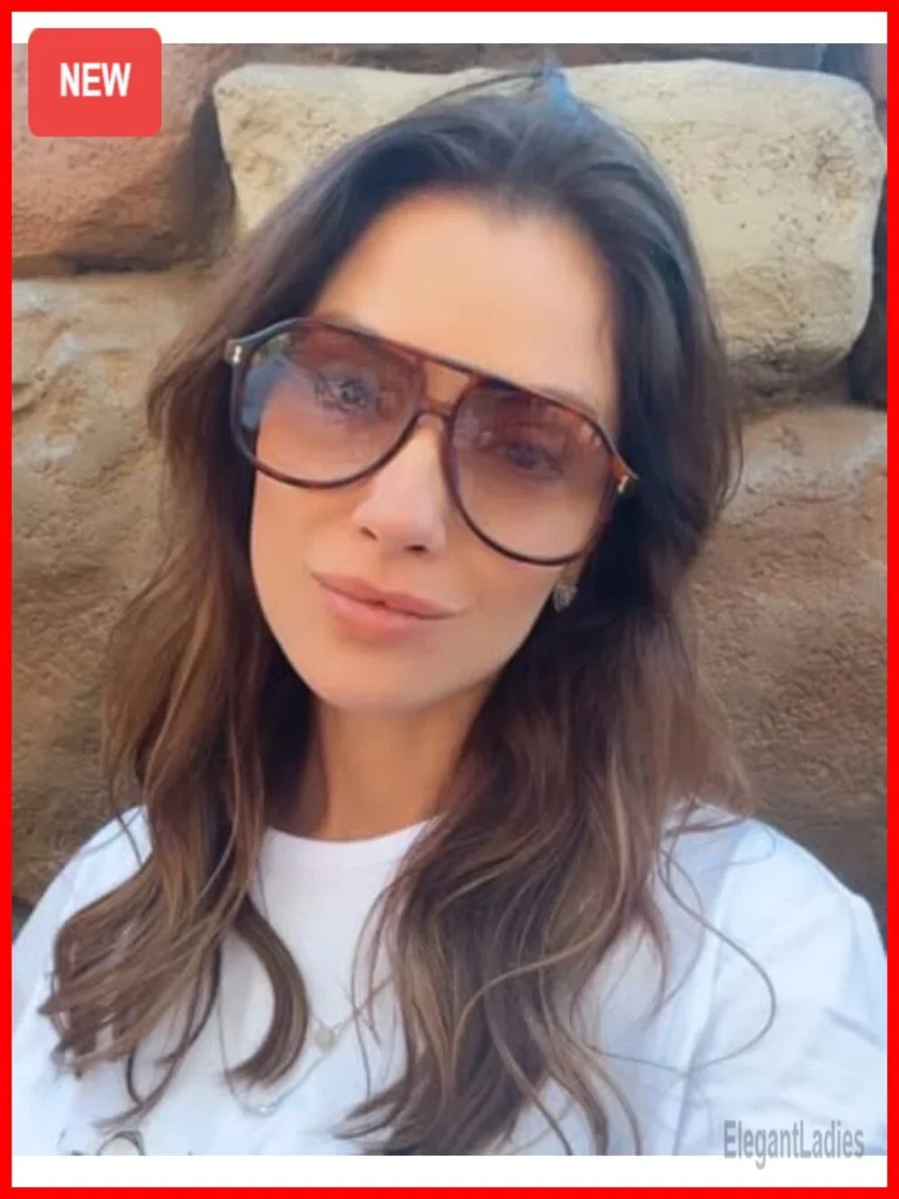 Oversized Retro Square Sunglasses with Double Bridge Thick Frame